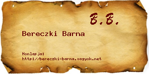Bereczki Barna névjegykártya